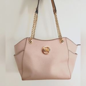 MICHAEL KORS Jet Set Travel Leather Ballet Blush LG Chain Shoulder Tote Bag